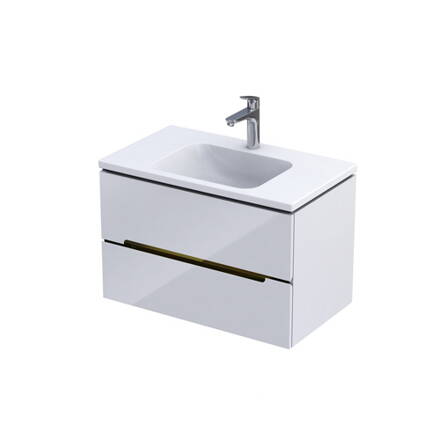 Oristo SILVER UNI SKRINKA POD UMÝVADLO 80 cm, biela lesklá, lišta zlatá OR33-SD2S-80-1-V5