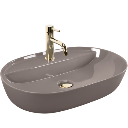 Rea AURA 61 BEIGE SHINY UMÝVADLO NA DOSKU, béžové keramické REA-U6381