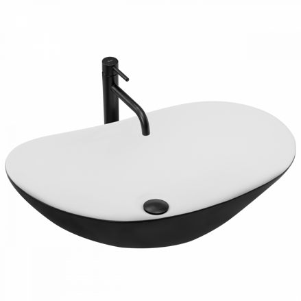 Rea ROYAL BLACK/WHITE UMÝVADLO NA DOSKU, čierno-biele keramické REA-U6600