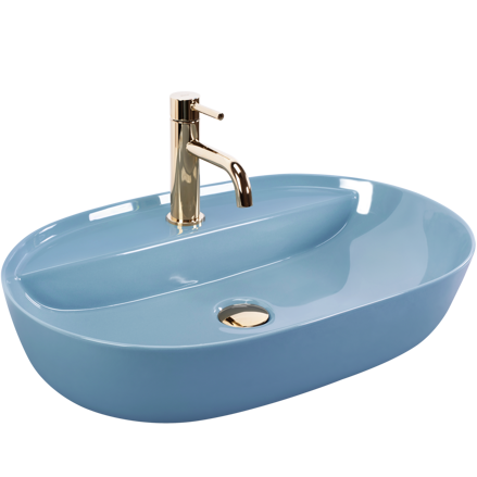 Rea AURA 61 L.BLUE SHINY UMÝVADLO NA DOSKU, modré keramické REA-U6618