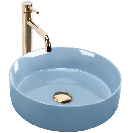 Rea SAMI L.BLUE SHINY UMÝVADLO NA DOSKU, modré keramické REA-U6619