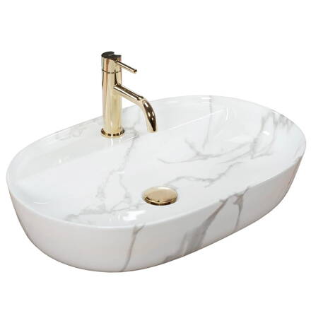 Rea AURA 61 MARMO SHINY UMÝVADLO NA DOSKU, imitácia kameňa keramické REA-U8003