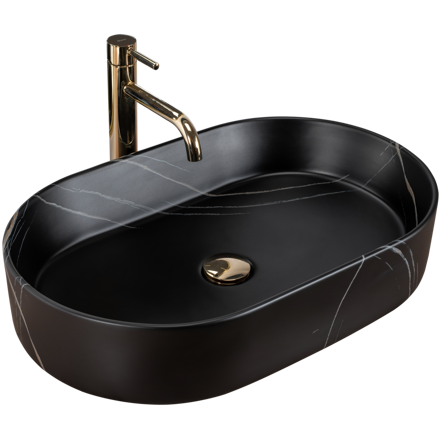 Rea NADIA 60 BLACK STONE MATT UMÝVADLO NA DOSKU, imitácia kameňa keramické REA-U8565