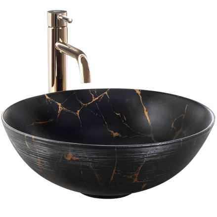 Rea STELLA BLACK MARBLE BRUSH UMÝVADLO NA DOSKU, imitácia kameňa keramické REA-U9086