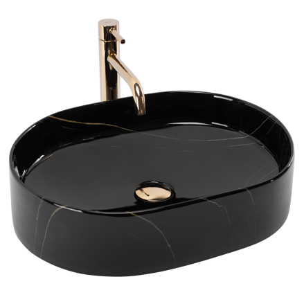 Rea NADIA 50 BLACK STONE UMÝVADLO NA DOSKU, imitácia kameňa keramické REA-U9240