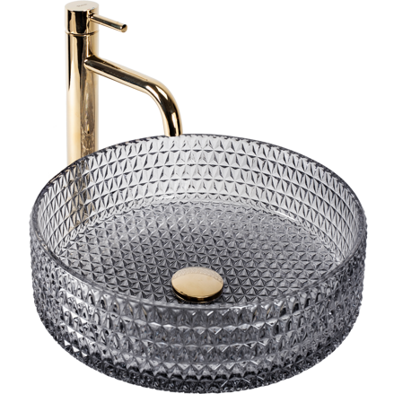 Rea CRISTAL 35 GREY UMÝVADLO NA DOSKU, sklenené REA-U9615