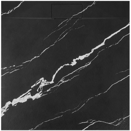 Rea BAZALT CARRARA BLACK ŠTVORCOVÁ SPRCHOVÁ VANIČKA 90x90, imitácia mramoru REA-K7003