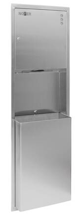 Zabudovaný zásobník na papierové uteráky a odpadkový kôš 45l 365x1375x108 mm, nerez
