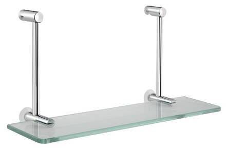 Závesná sklenená polička na sprchovú zástenu 400x180x125mm, chróm