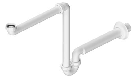 Umývadlový sifón šetriaci miesto, 5/4", DN32, biely