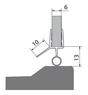 Akrylové tesnenie na dvere (okapnička) dĺžka 1000mm na 6mm sklo
