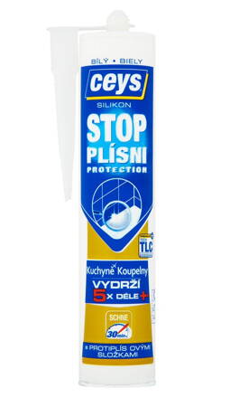 STOP PLESNI, sanitárny silikón, 280ml, biela