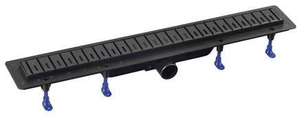 KLAVER BLACK sprchový kanálik s nerezovým roštom, superflow, DN50, 910x122x65 mm