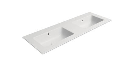 PURA keramické dvojumývadlo Slim 122x46cm, bez otvoru, biela mat