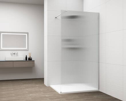 ESCA CHROME jednodielna sprchová zástena na inštaláciu k stene, sklo Flute, 700 mm
