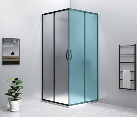 SIGMA SIMPLY BLACK sprchové dvere posuvné pre rohový vstup 900 mm, sklo BRICK