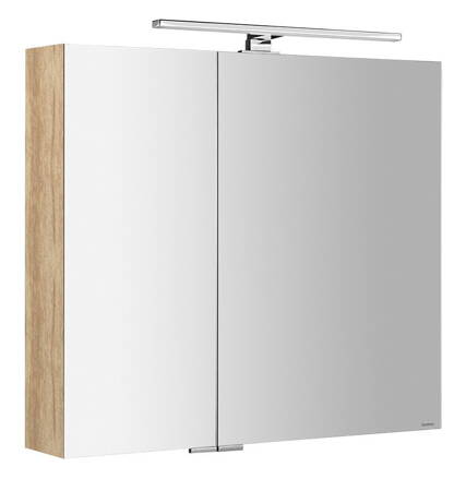 MIRRÓ galérka s LED osvetlením, 3x dvierka, 120x70x16cm, dub Alabama