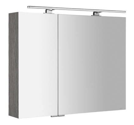 MIRRÓ galérka s LED osvetlením, 90x70x16cm, dub strieborný