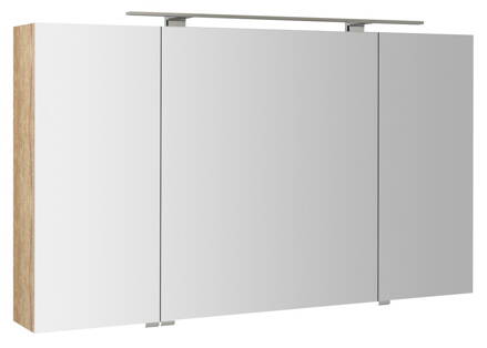 MIRRÓ galérka s LED osvetlením, 3x dvierka, 120x70x16cm, dub Alabama