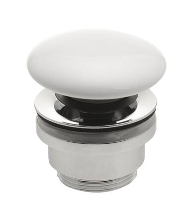 Umývadlová výpust 5/4", click-clack, keramická zátka, biela