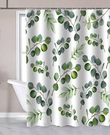 Sprchový záves 180x180cm, polyester, eukalyptus