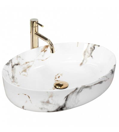 Rea QUEEN CARRARA SHINY UMÝVADLO NA DOSKU, 55 cm, REA-U1232